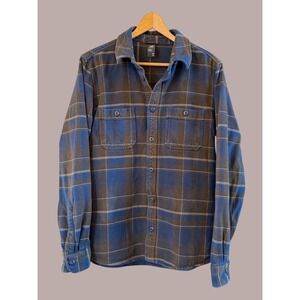 Men's Mountain Hardwear Blue/Brown Plaid Heavyweight Flannel Shirt M Outdoor